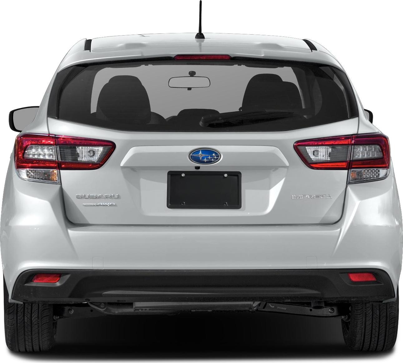 Rear view with hatchback design and distinct Subaru rear lights