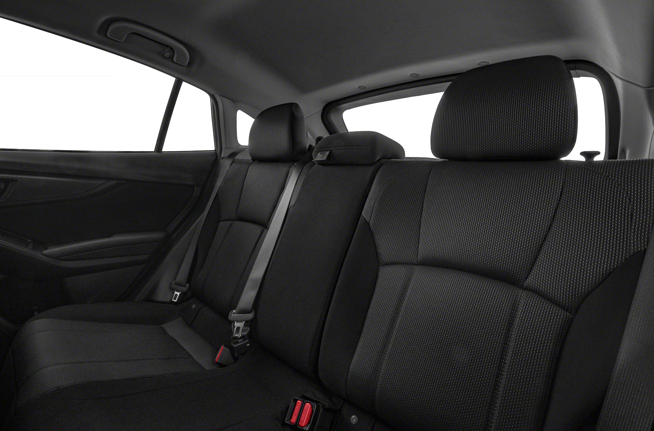 Black fabric rear seats with headrests and seat belts