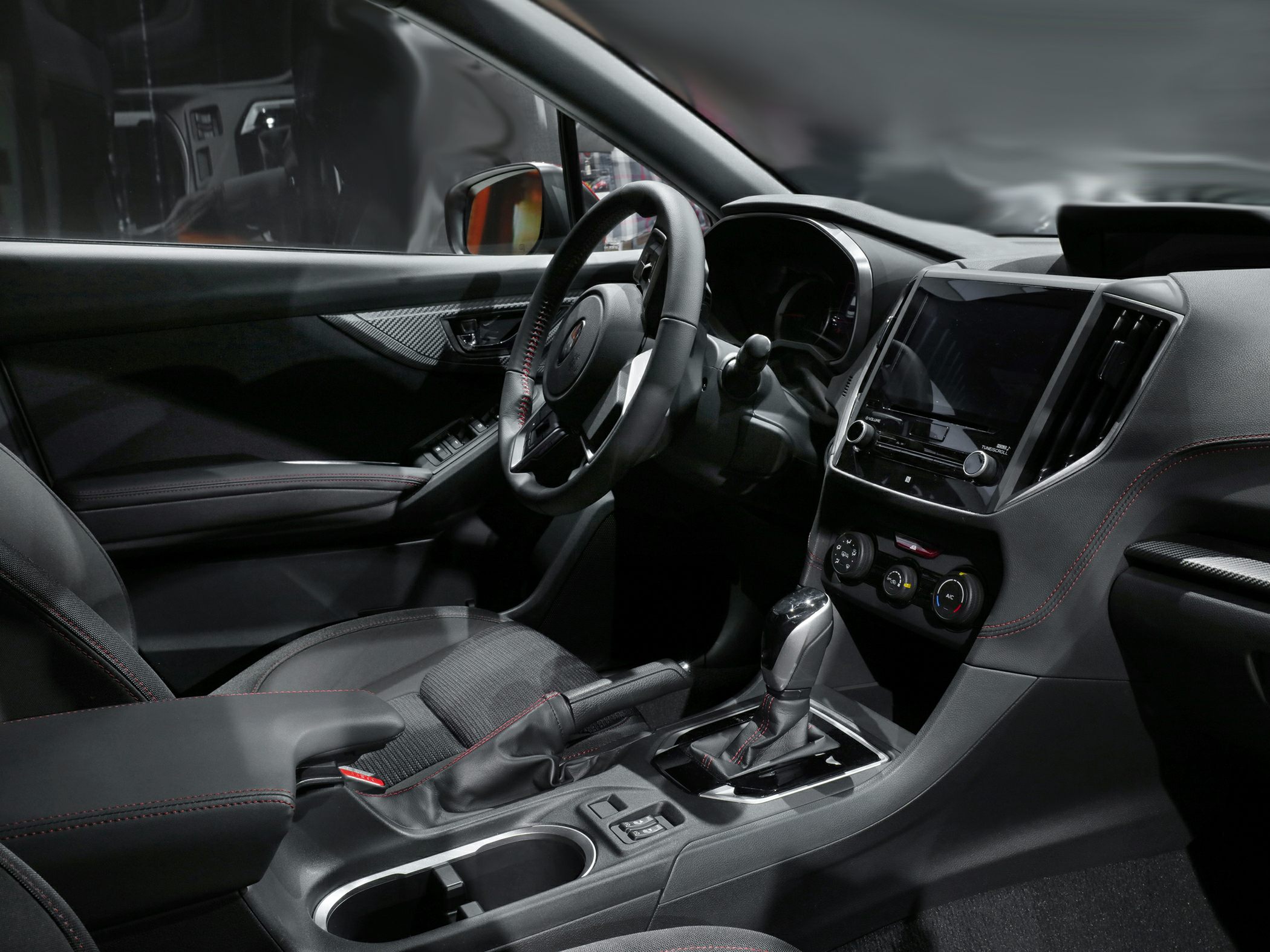 Modern car interior with dashboard and infotainment system