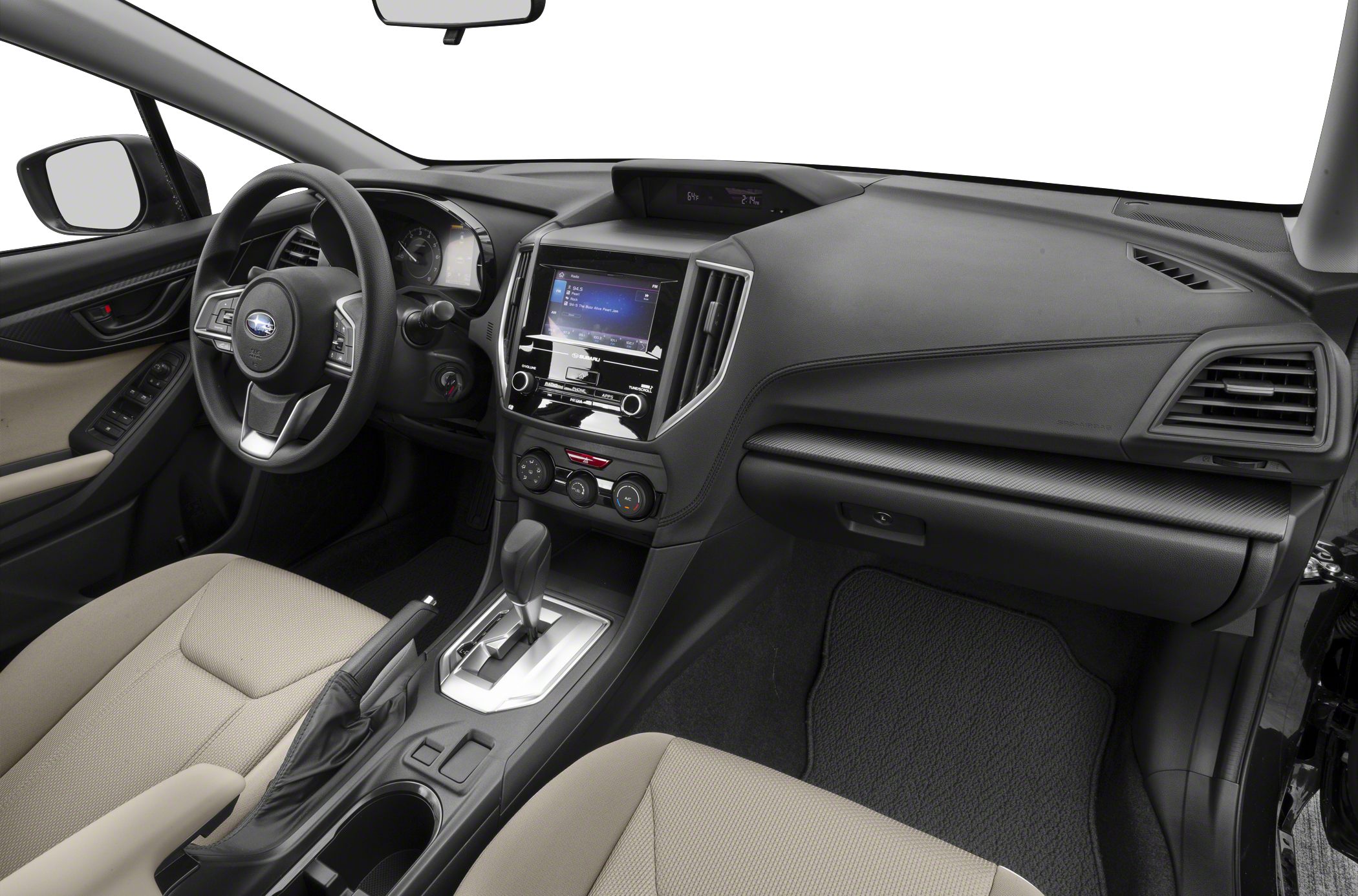 Dashboard and center console with infotainment and manual controls