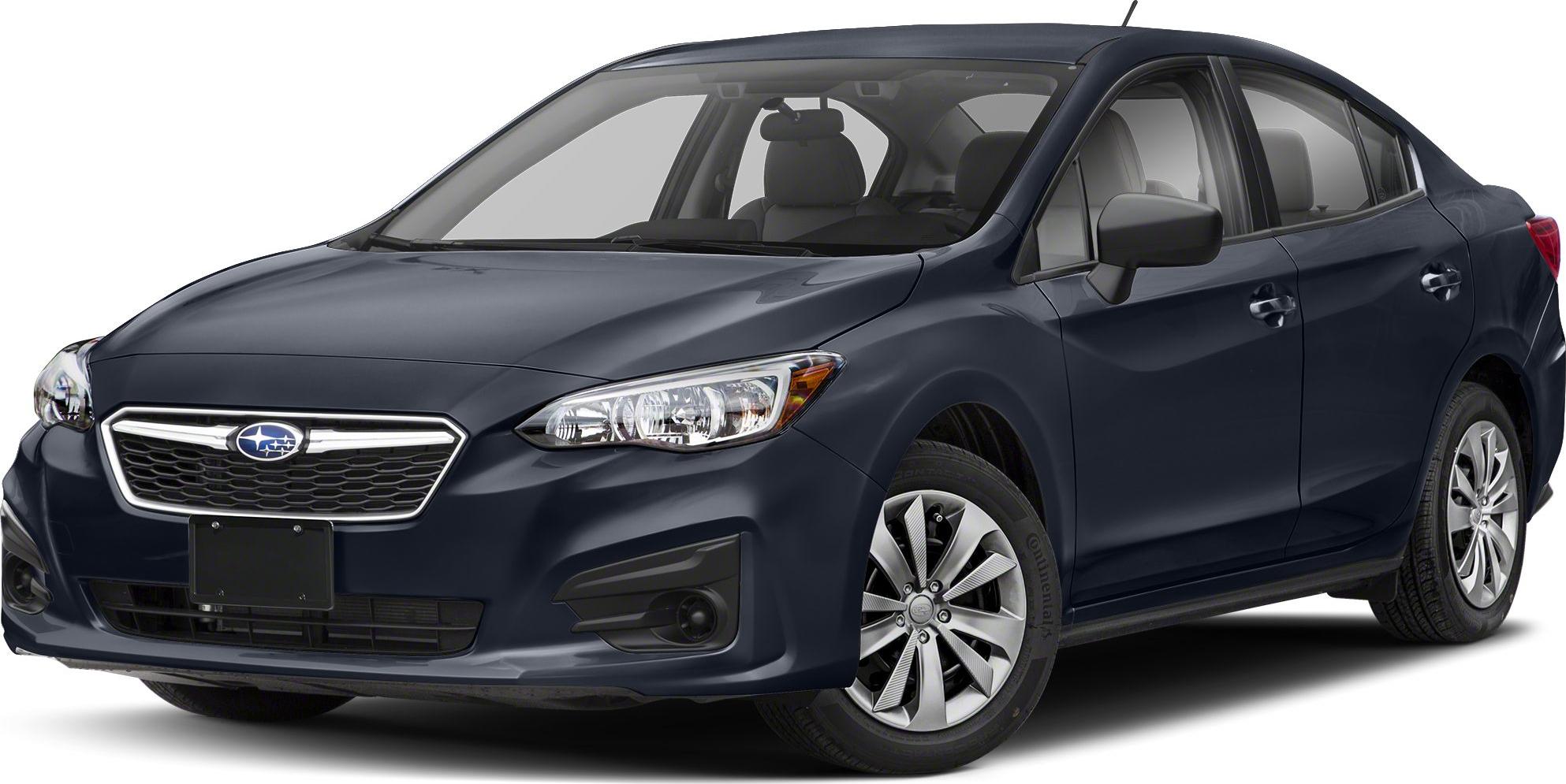 Front and side view of a blue compact sedan with detailed headlights and alloy wheels