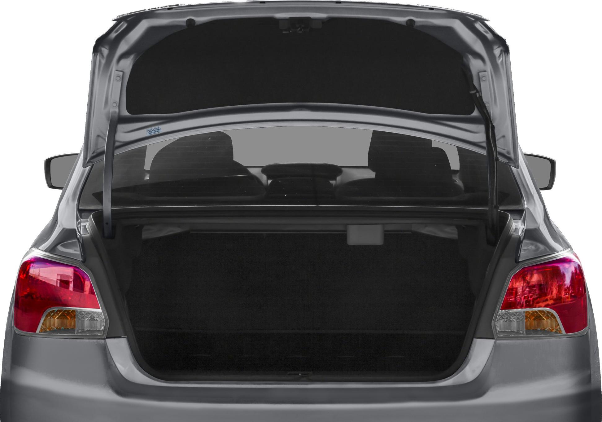 Open trunk and visible tail lights of a sedan rear.