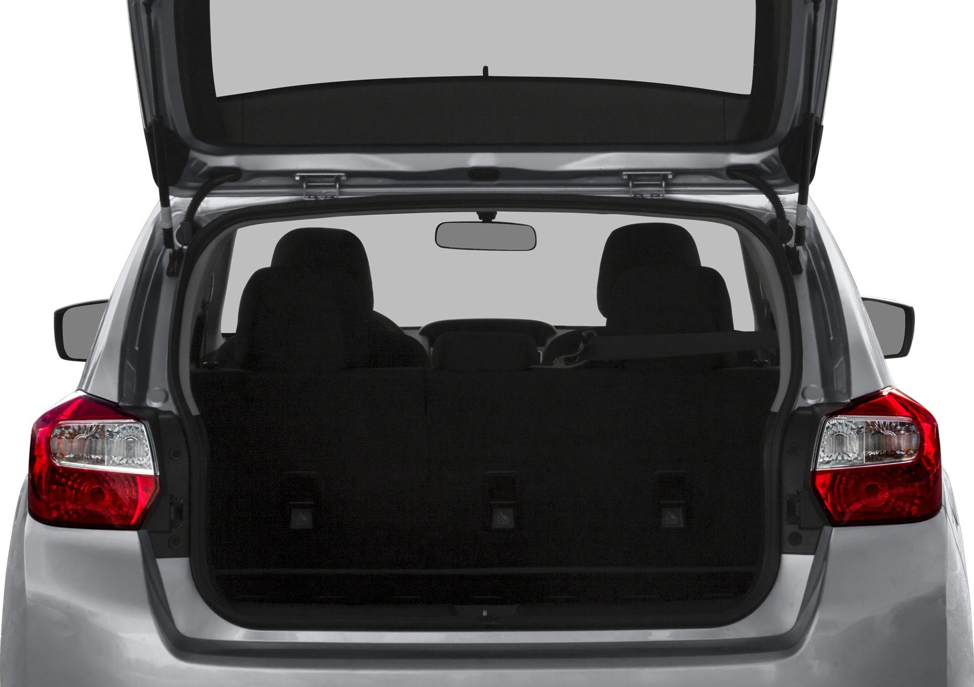 Open trunk rear view with visible interior and taillights