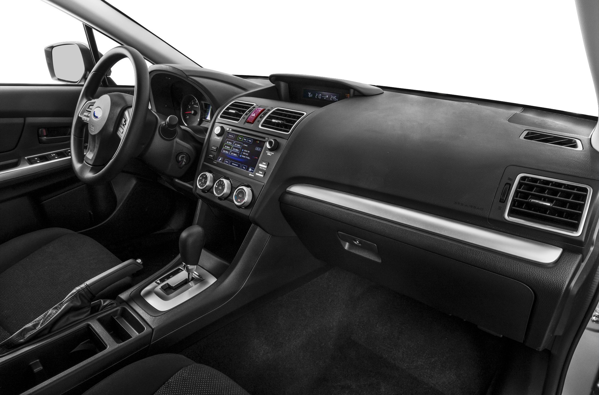 Dashboard and center console with infotainment and gear shift