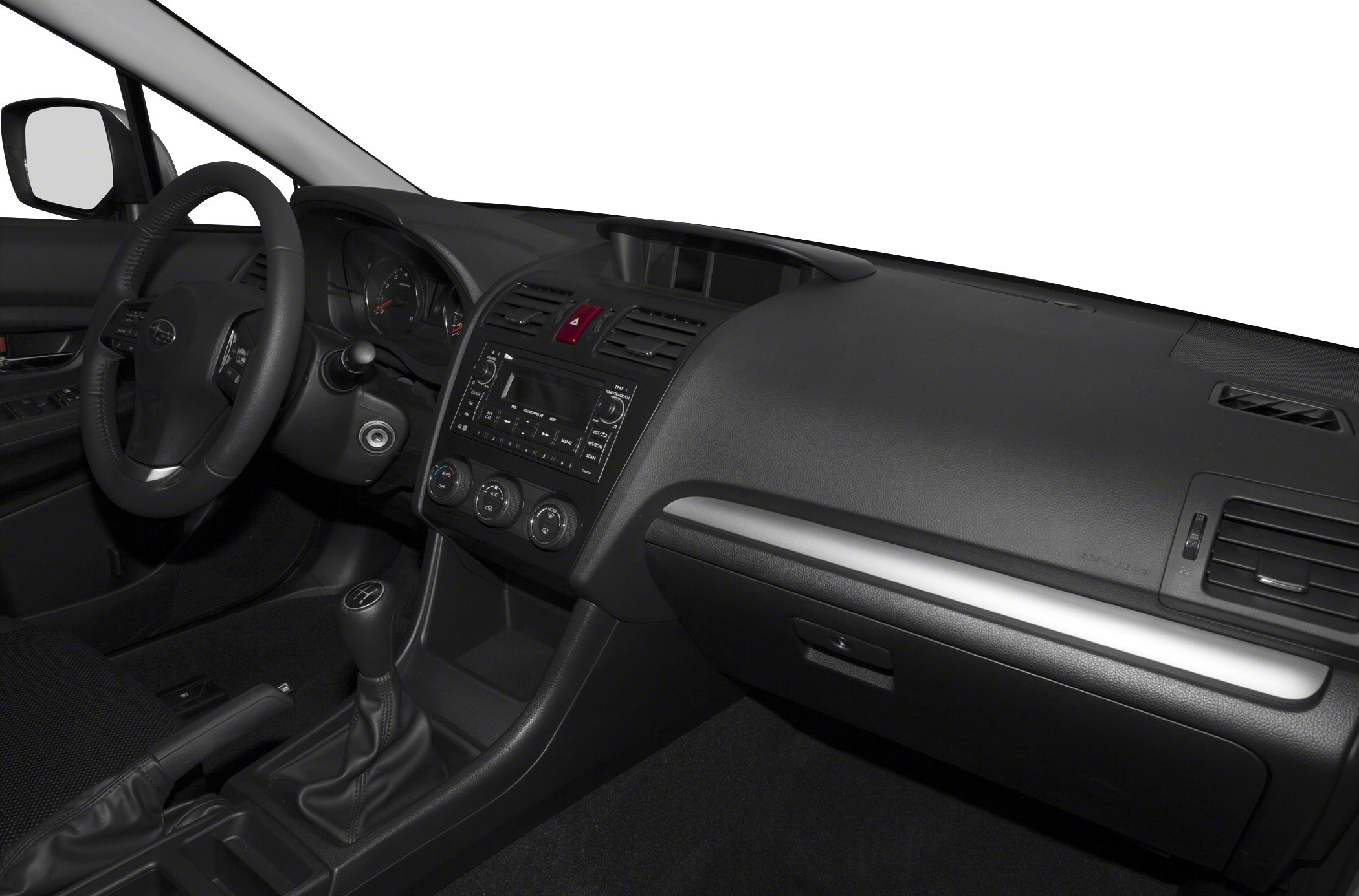 Dashboard layout and manual gear shift interior features