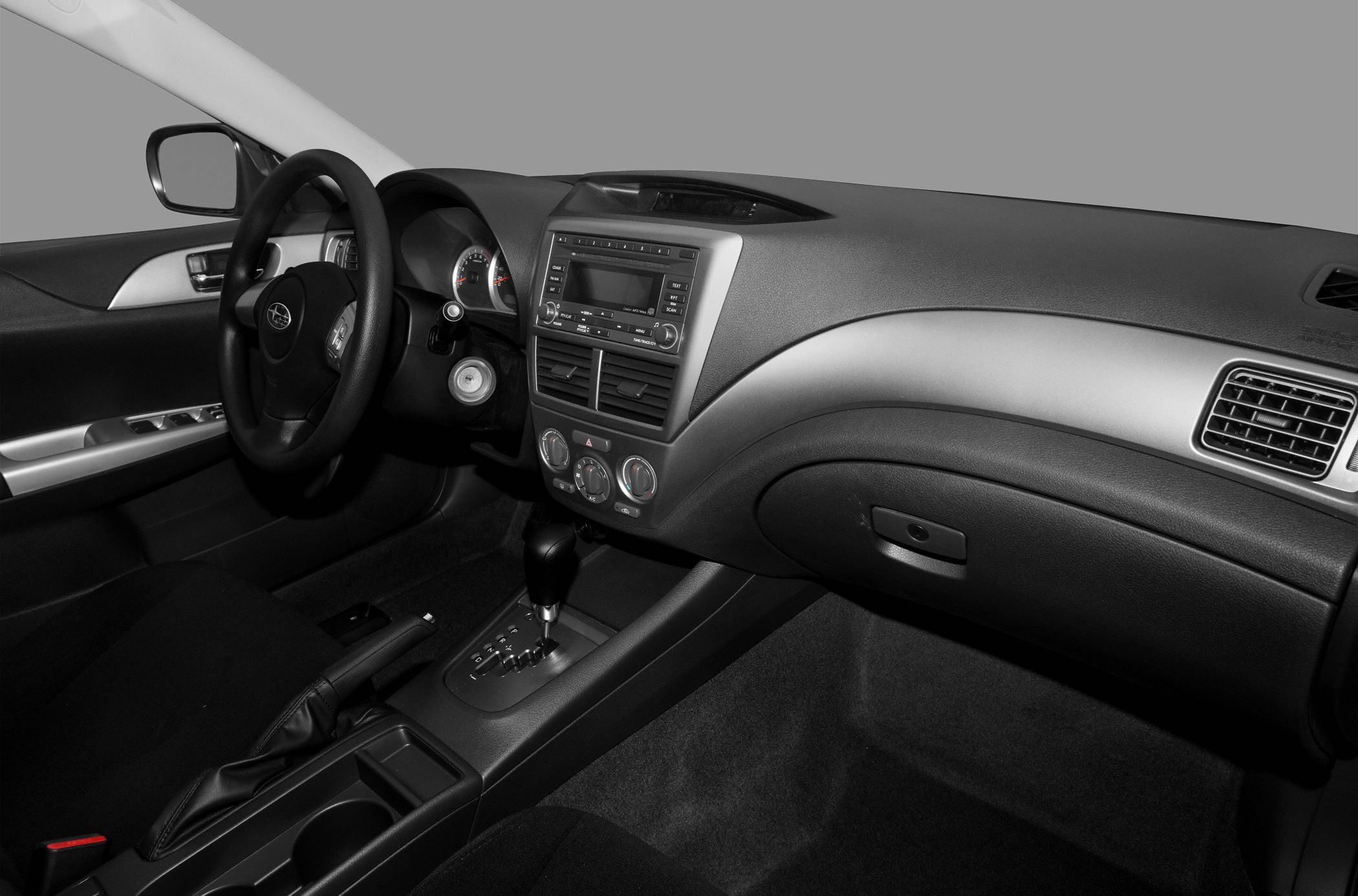 Interior dashboard, steering wheel, center console with automatic gear shift