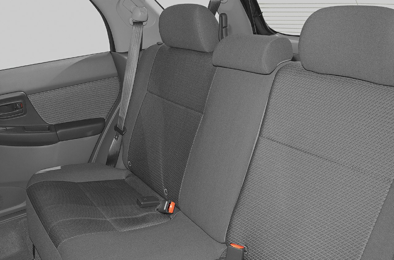 Rear fabric seats with headrests and seatbelts