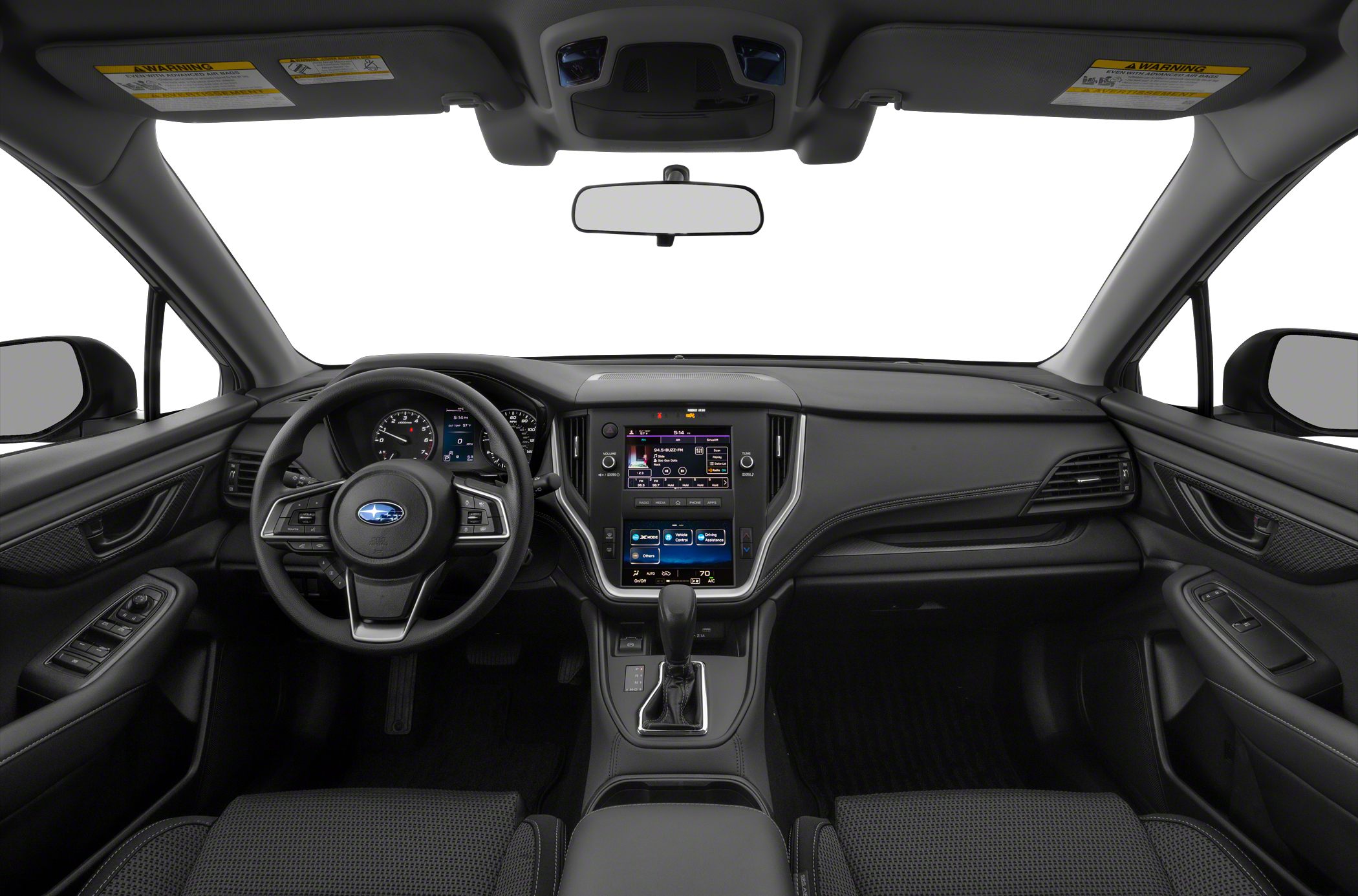 Modern car interior with dashboard and infotainment system