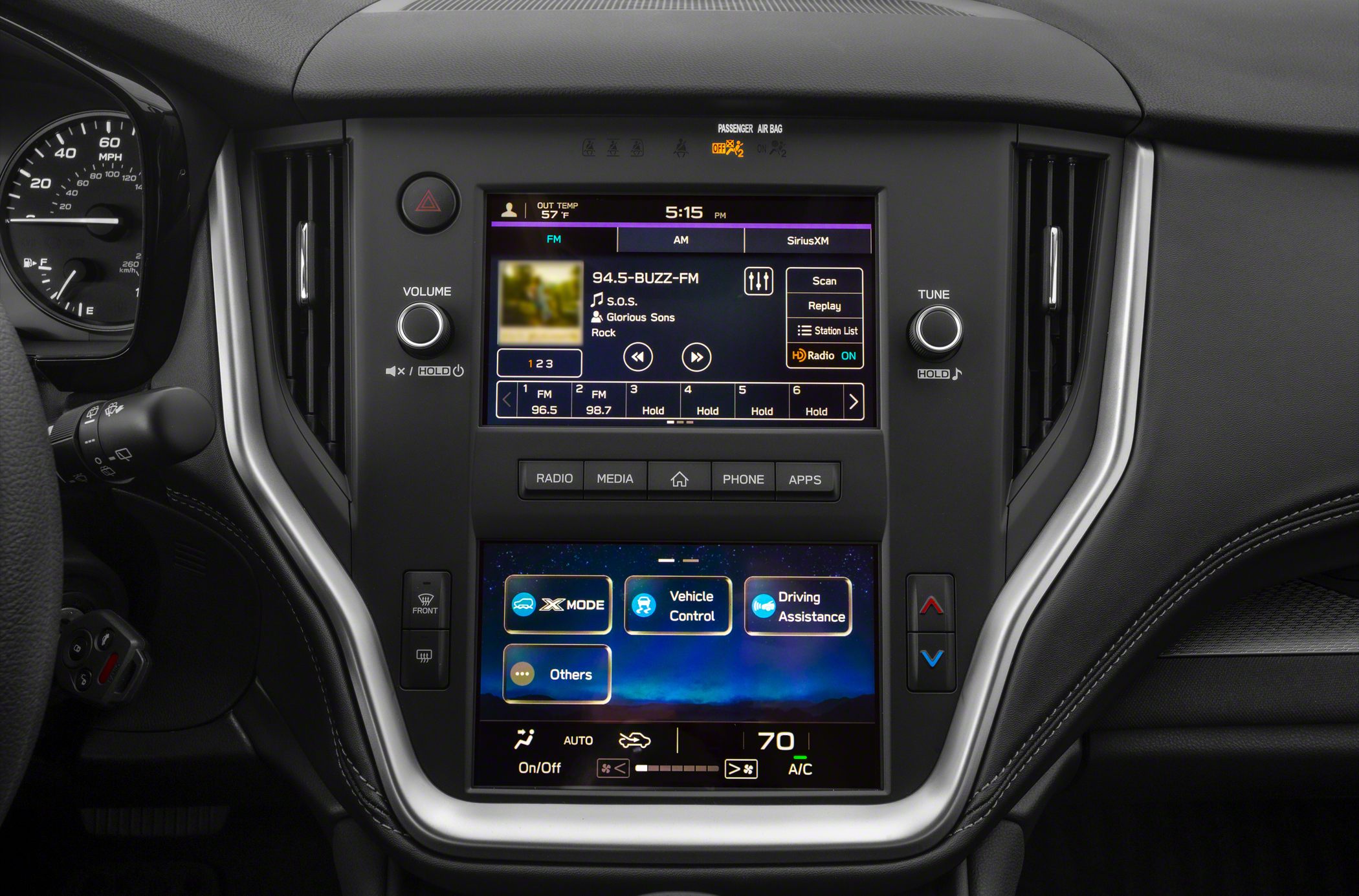 Dual-screen infotainment system and climate control interface