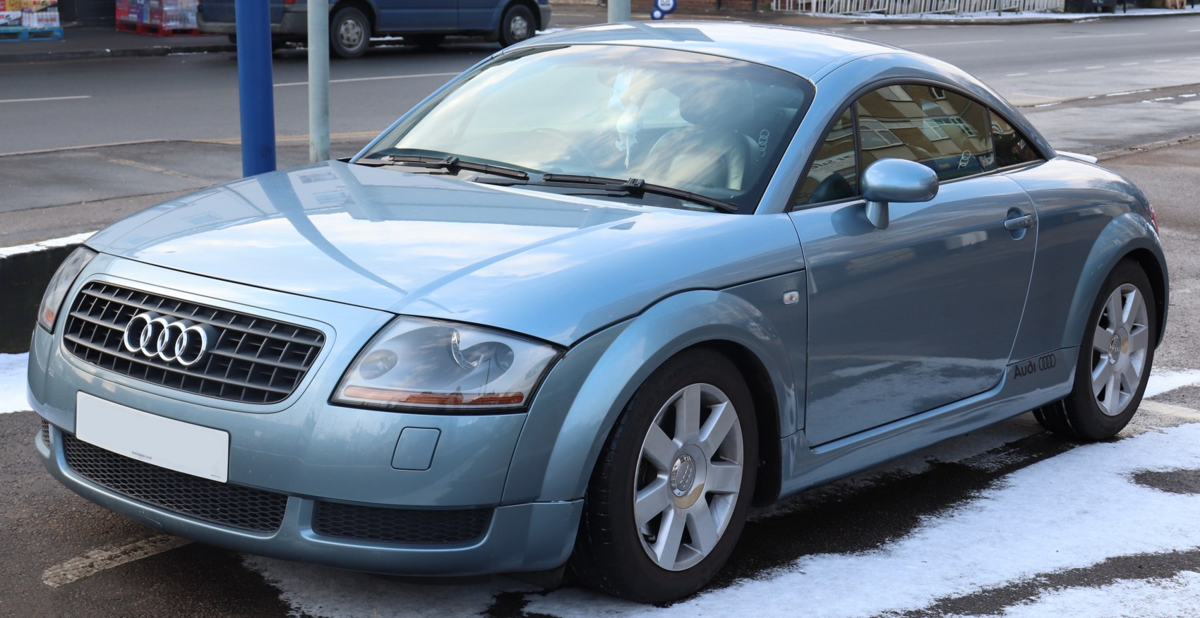 Front and side view of a facelift Audi TT Coupe with rounded headlights