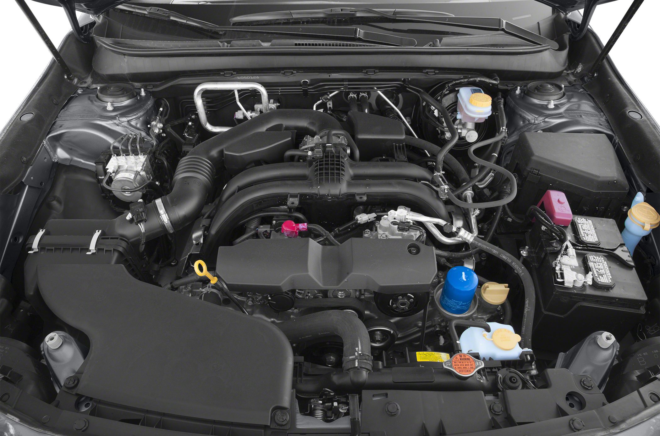 Subaru Outback engine bay with visible components and layout