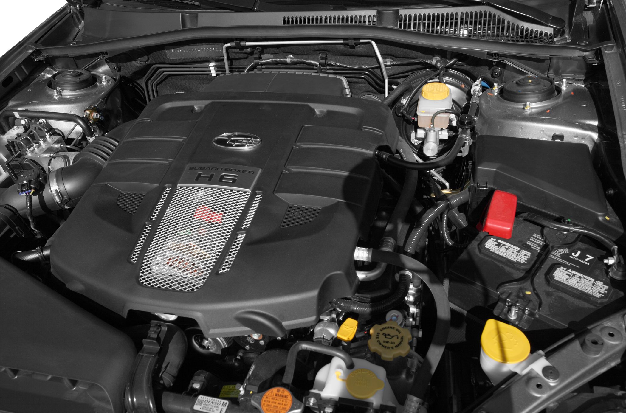 Horizontally-opposed H6 engine with detailed engine bay components