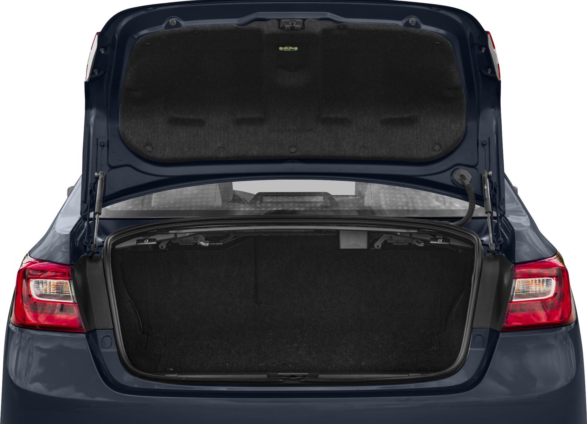 Open trunk space and rear sedan view with taillights