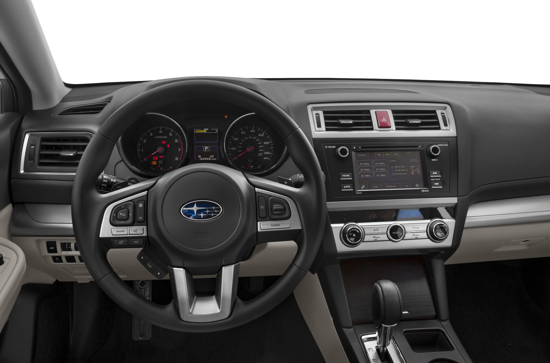 Dashboard with instrument cluster and multifunction steering wheel