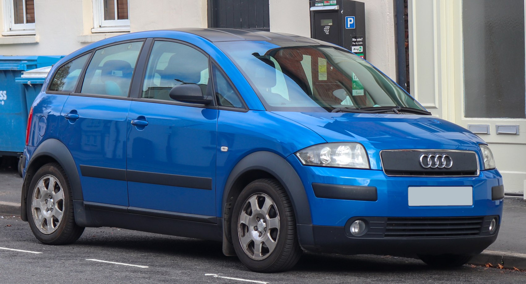 Compact hatchback with rounded shape and prominent front grille