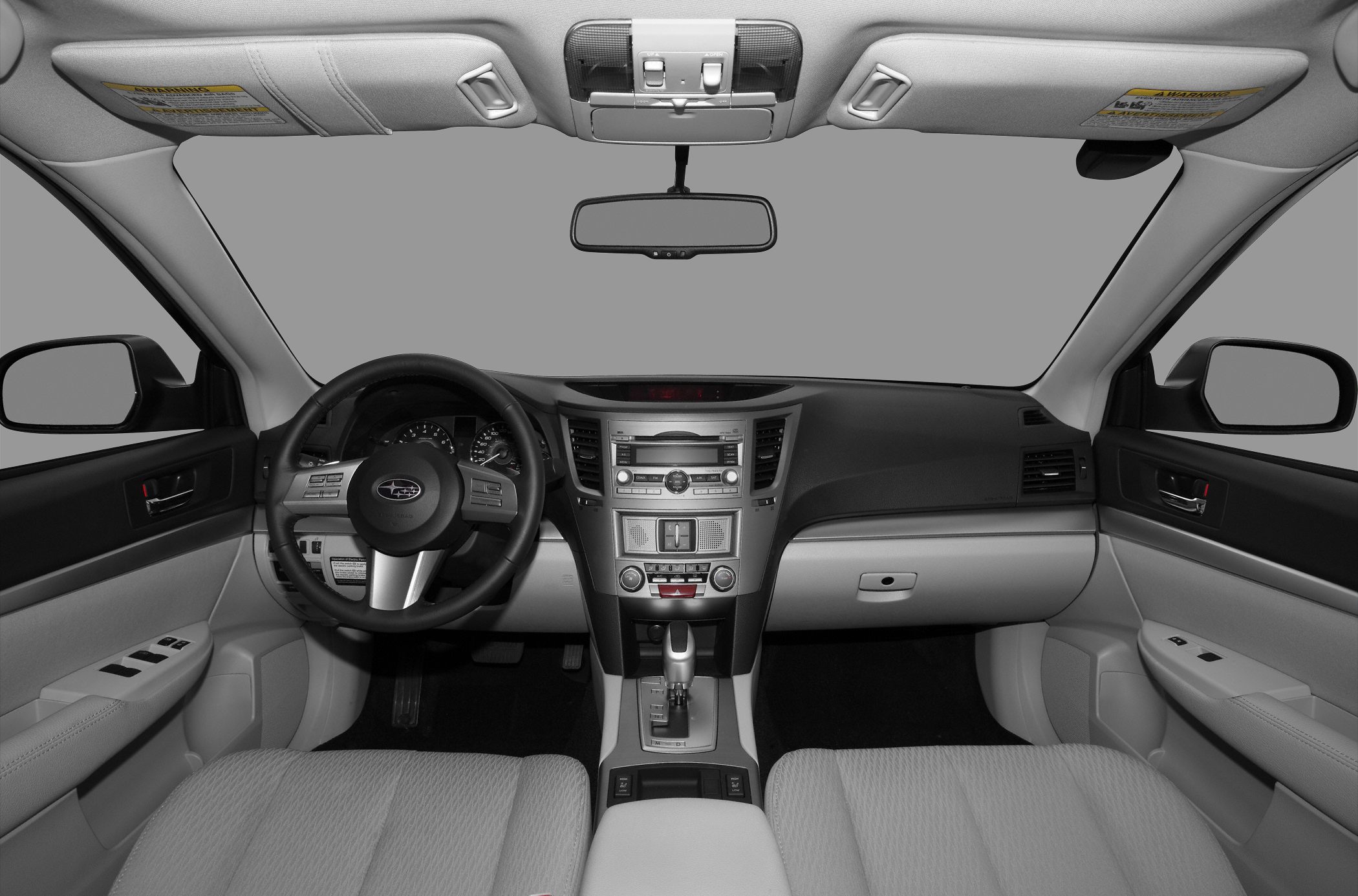 Interior dashboard and steering wheel with center console and seats
