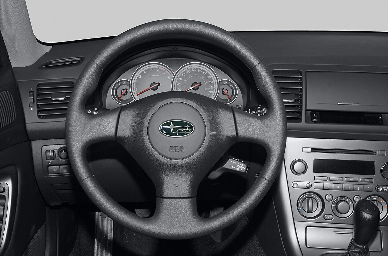Steering wheel and dashboard with instrument cluster and controls