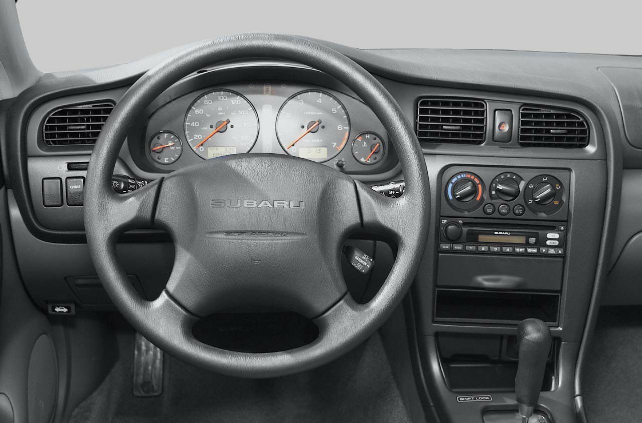 Dashboard with steering wheel, gauges, climate controls and gear shift