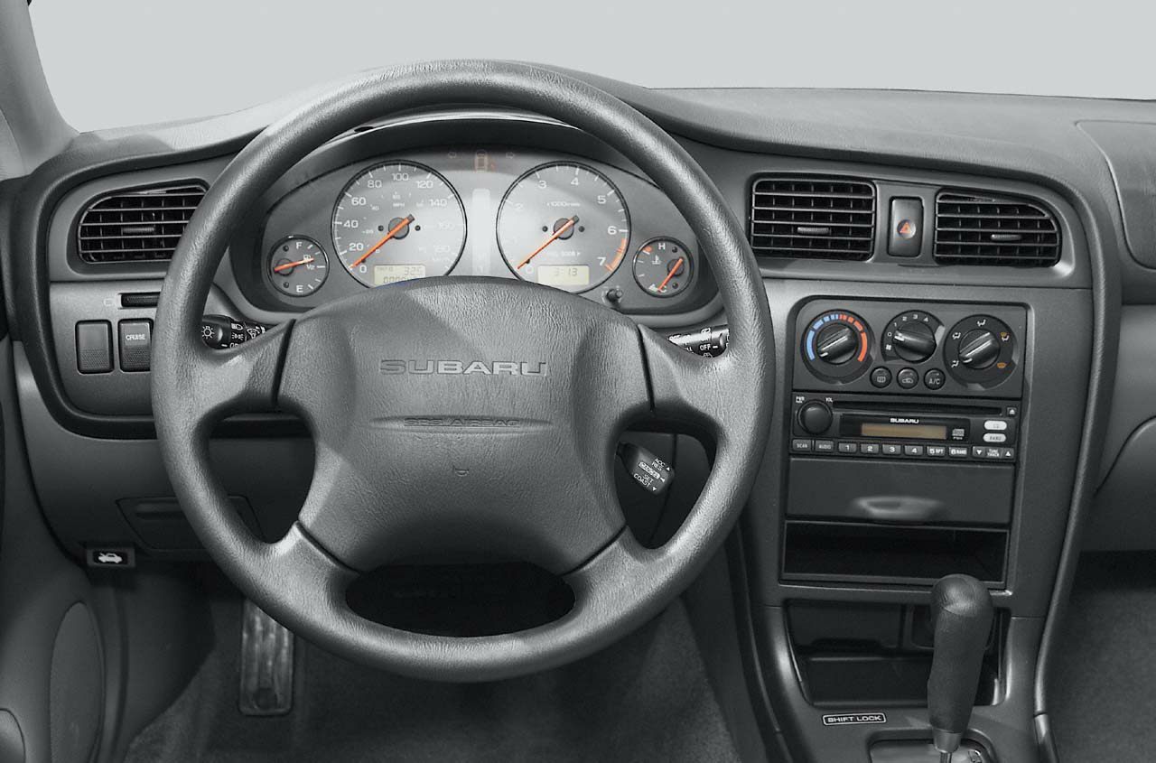 Dashboard with analog gauges and steering wheel with classic controls