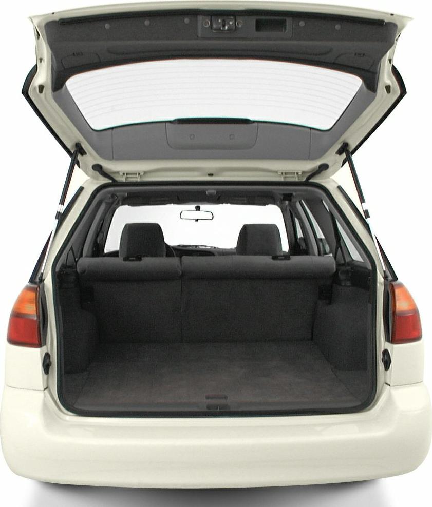 Open rear hatch showing spacious cargo compartment and rear seats.