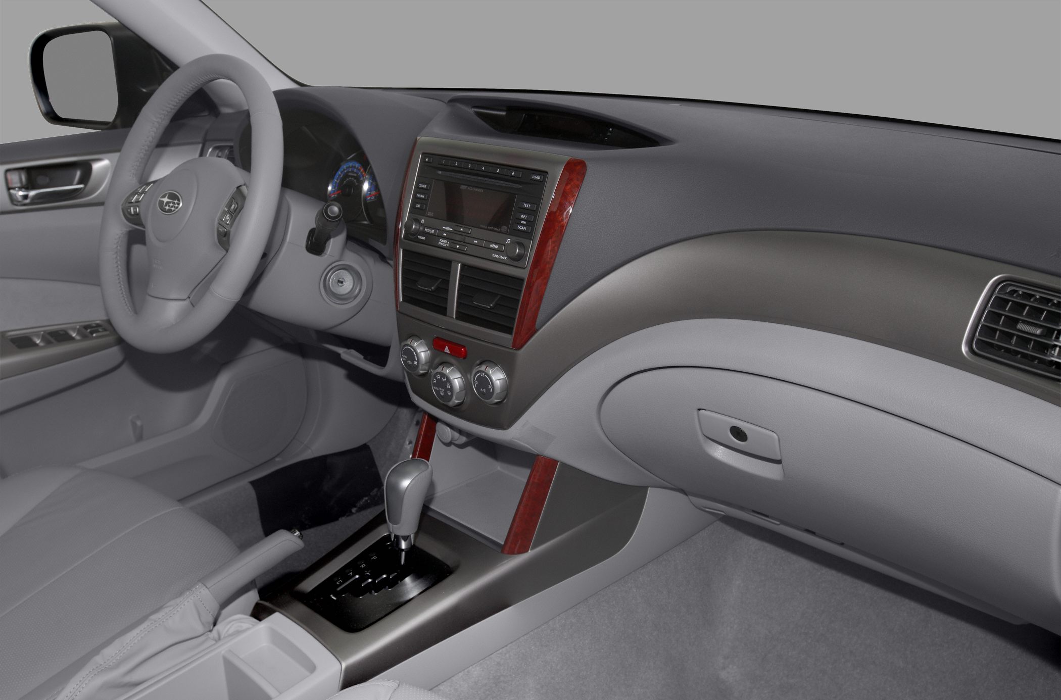 Dashboard and center console with gear shift and climate controls