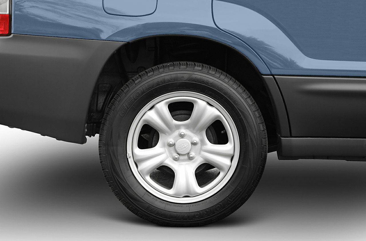 Close-up of alloy wheel and tire with five-spoke rim design