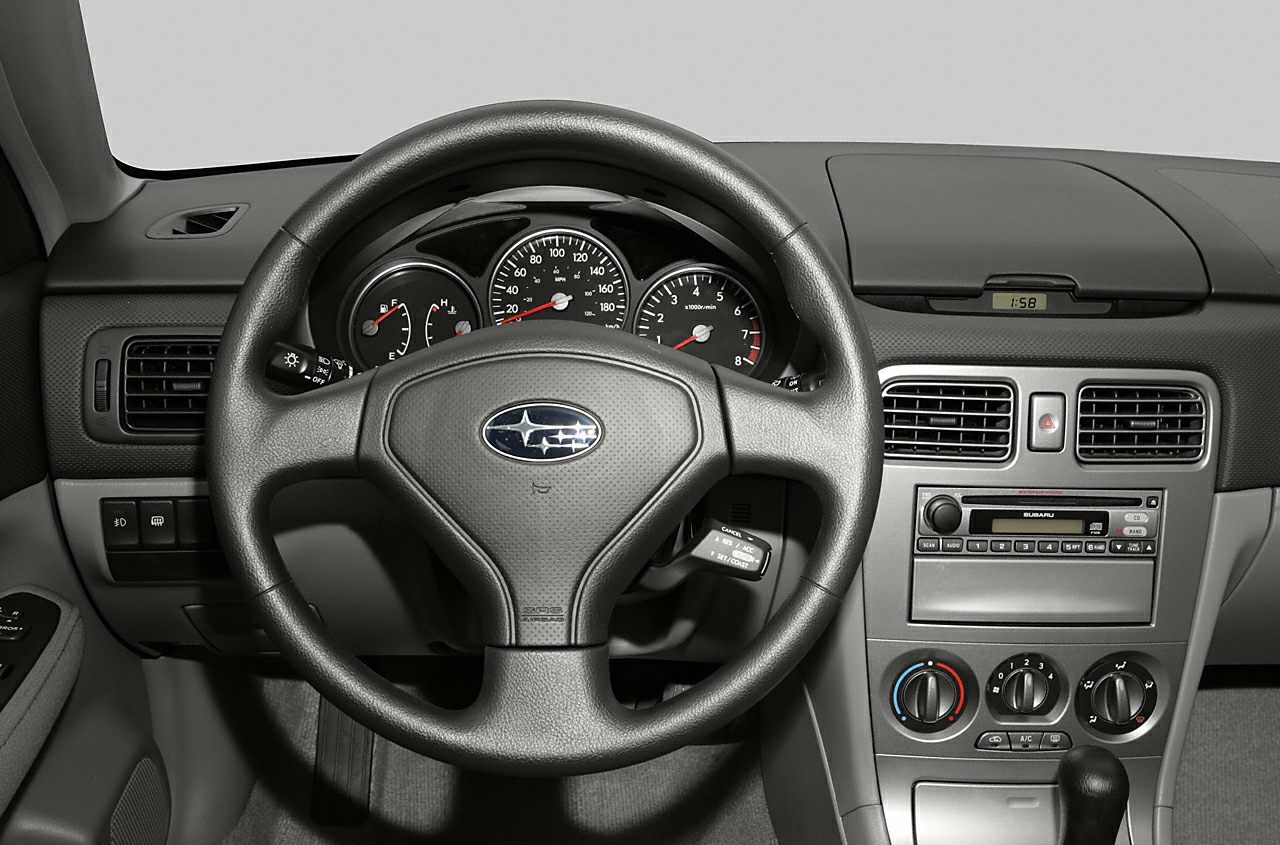 Dashboard with steering wheel, instrument cluster, and central control panel