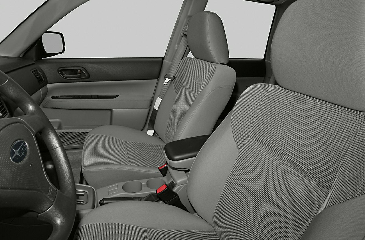 Front seats with fabric upholstery and cabin interior details