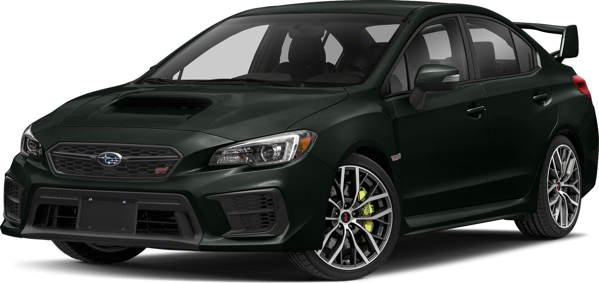 Sporty sedan front view with aggressive grille and performance brakes