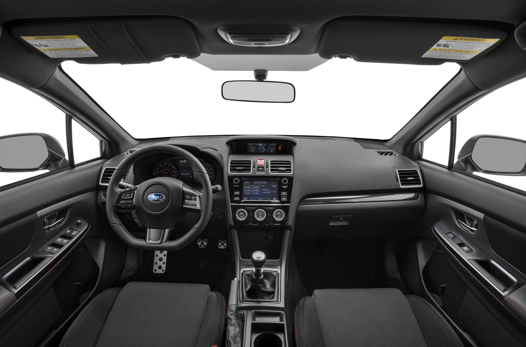 Interior dashboard with manual gearshift and digital displays