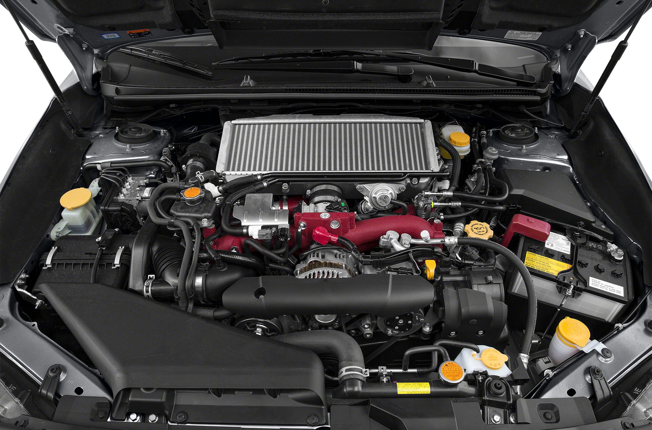 Top-mounted intercooler and turbocharged boxer engine layout