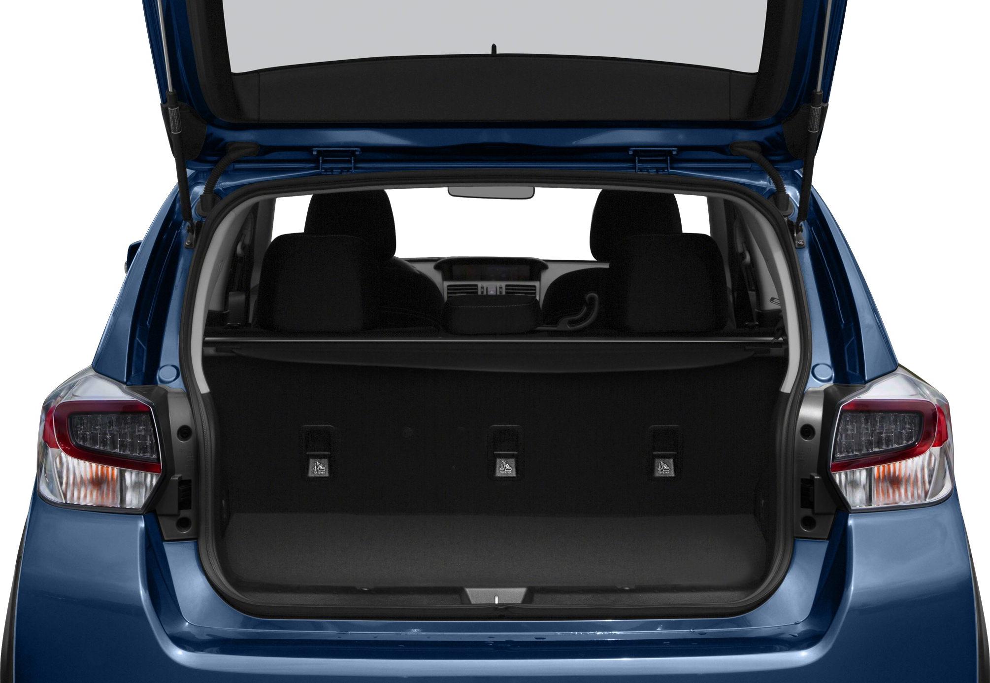 Open rear hatchback trunk with visible cargo space and rear seats