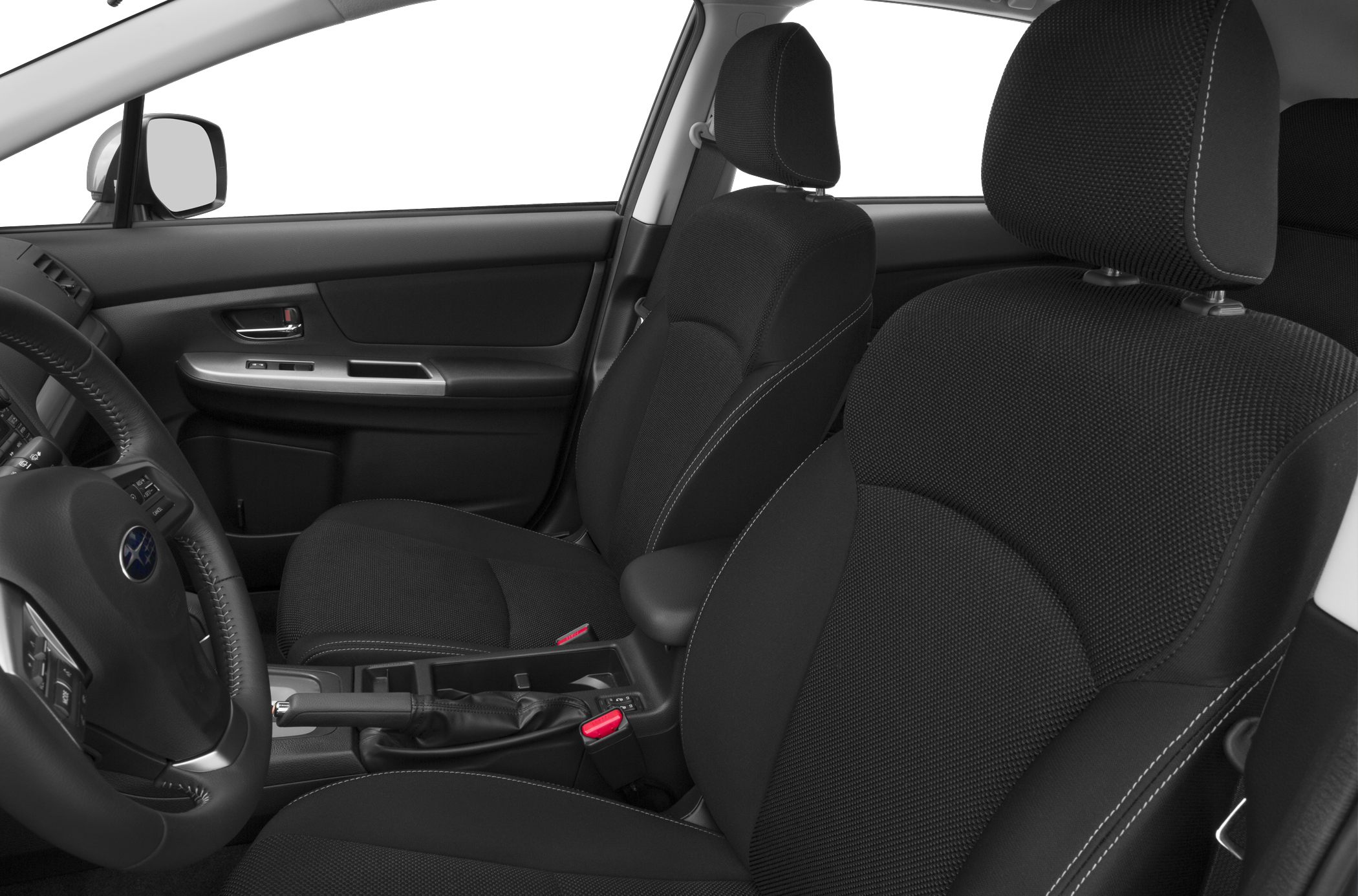 Front seats upholstery and door panel with armrest and door handle