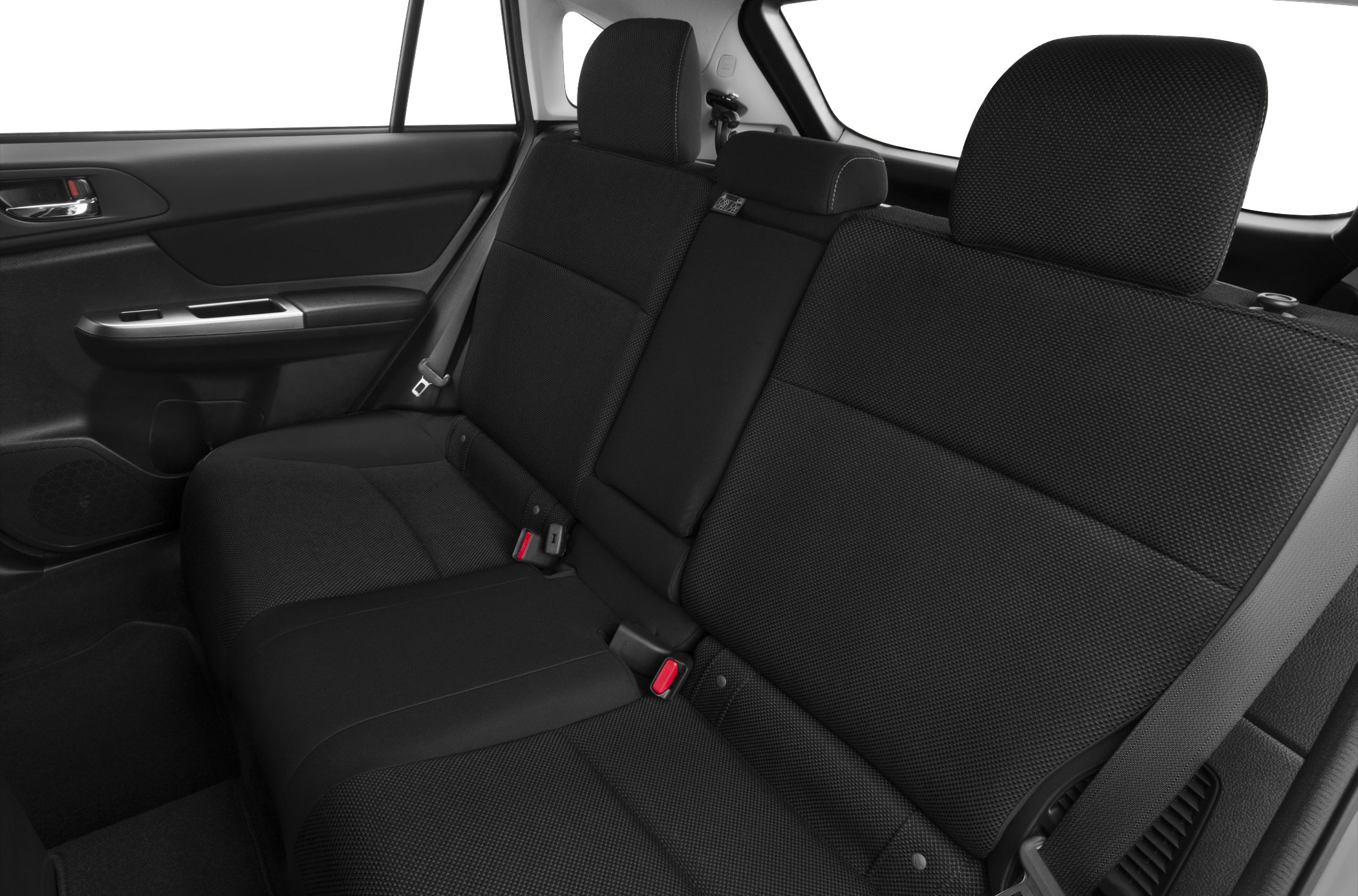 Black fabric rear seats with headrests and center armrest