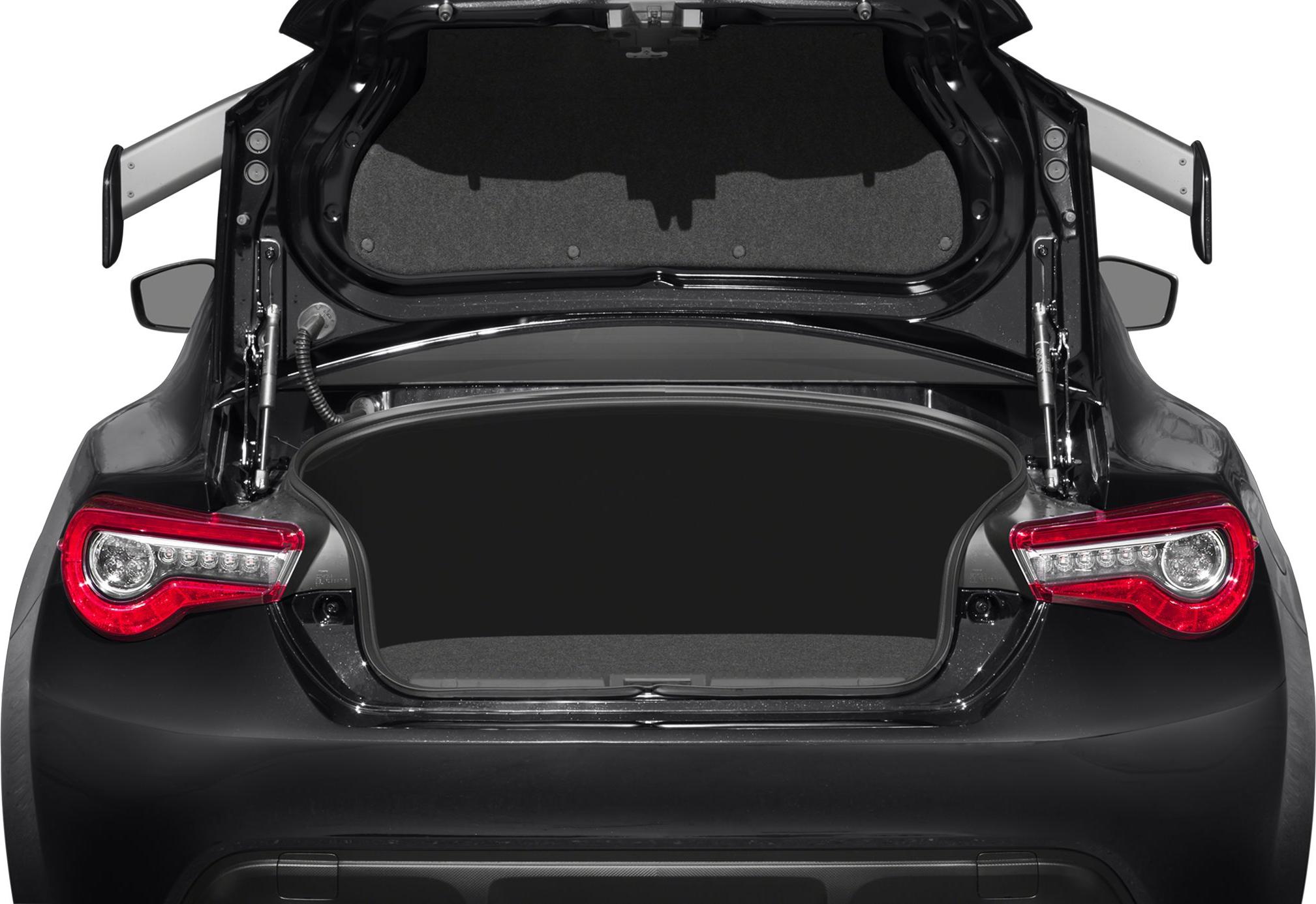 Open rear hatchback trunk with distinctive tail lights