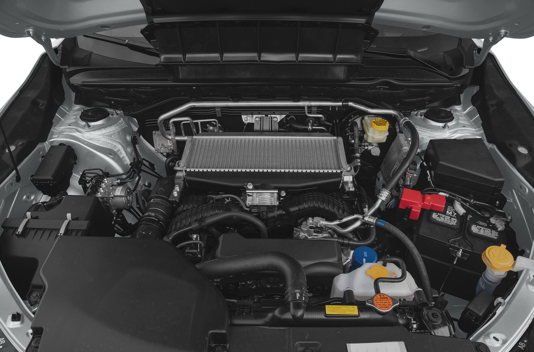 Turbo intercooler and engine components in a vehicle engine bay