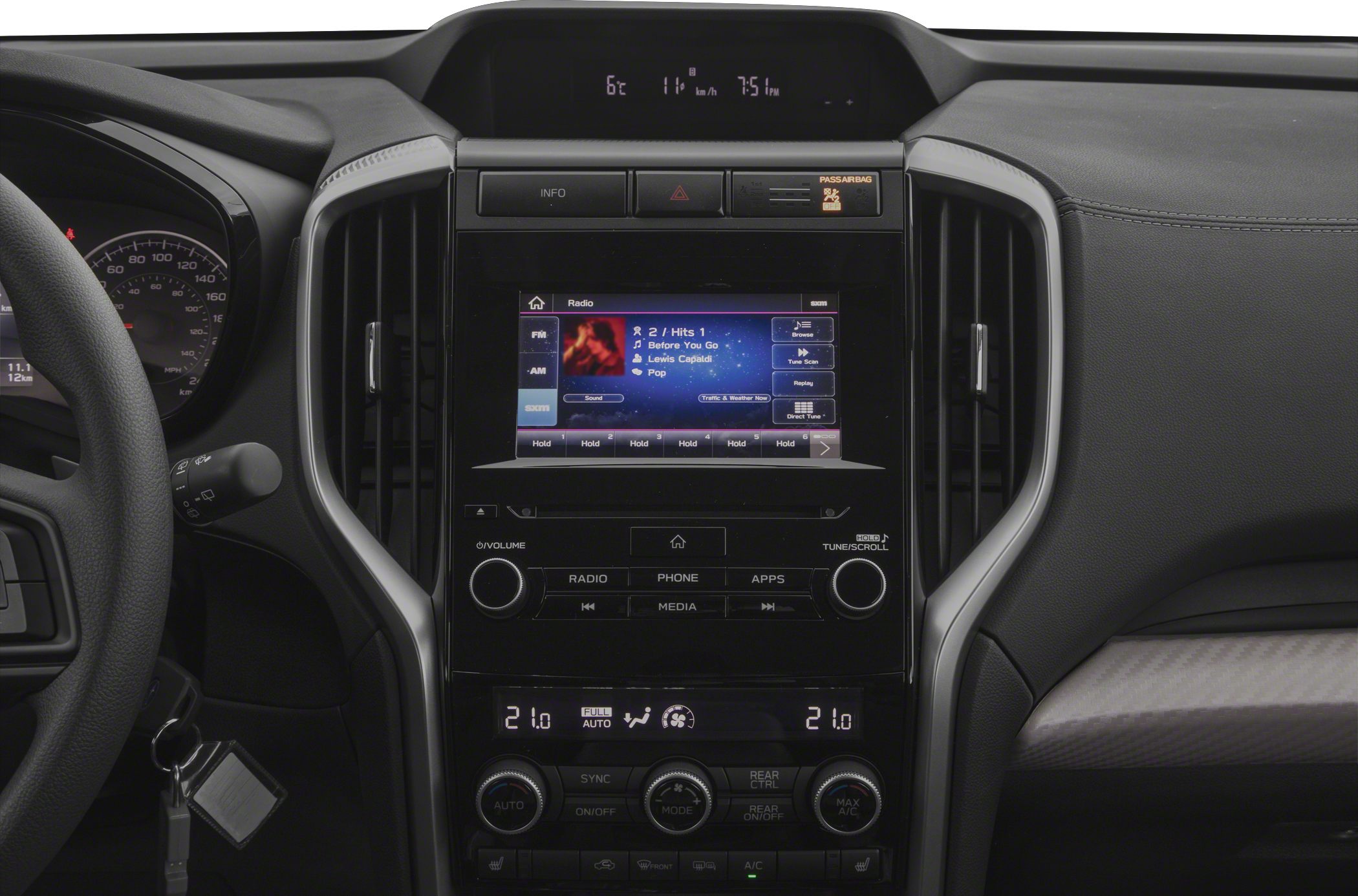 Digital infotainment screen and dual-zone climate control system