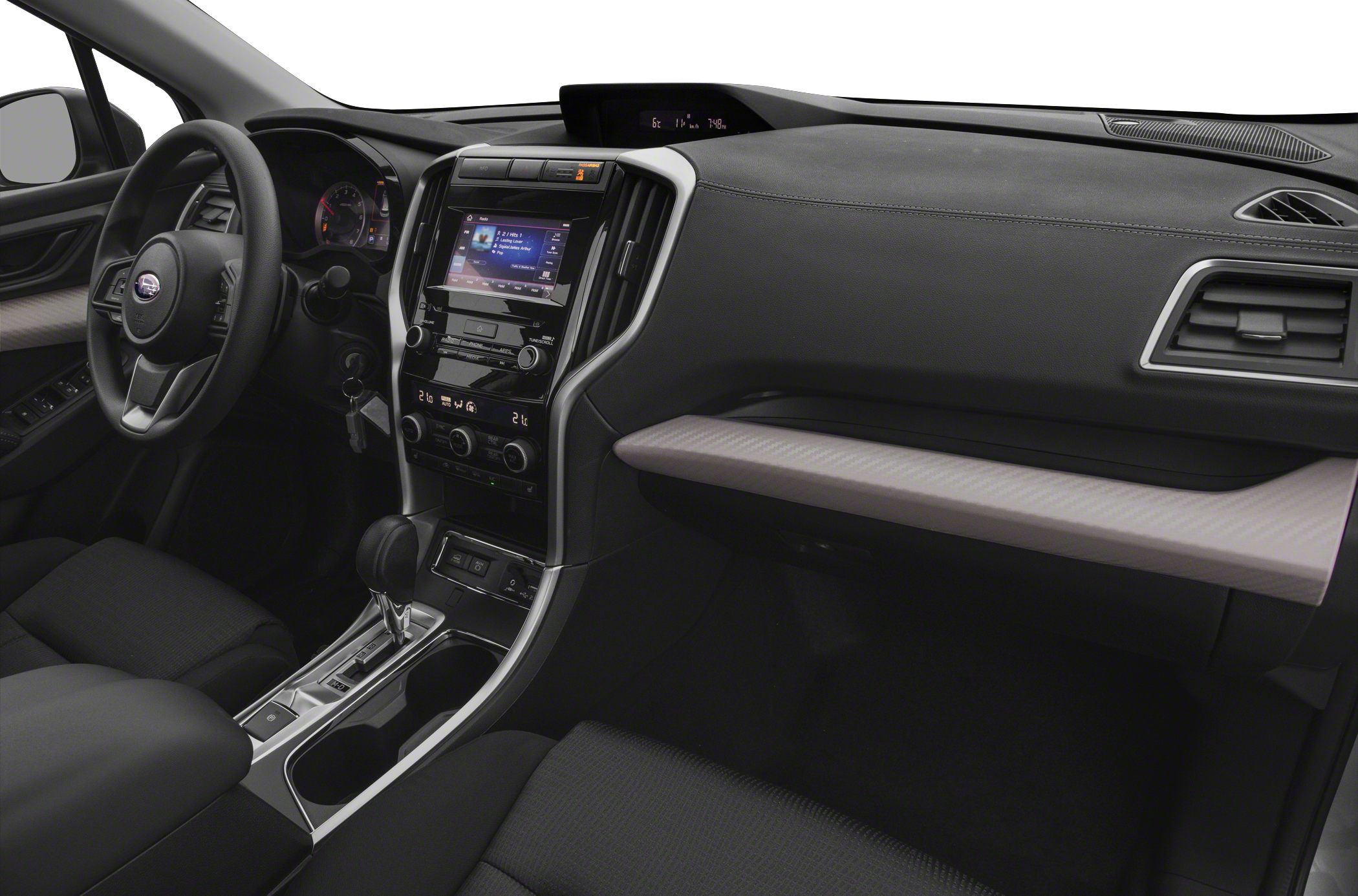 Modern dashboard and center console with touchscreen infotainment