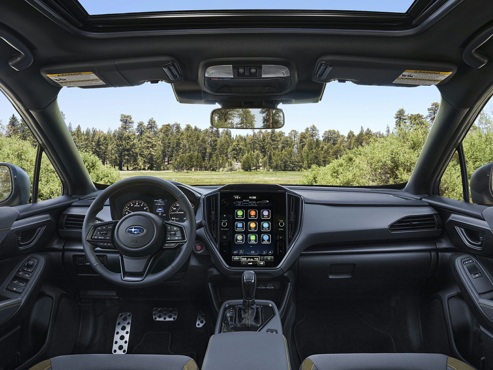 Interior with digital instrument cluster and large touchscreen display