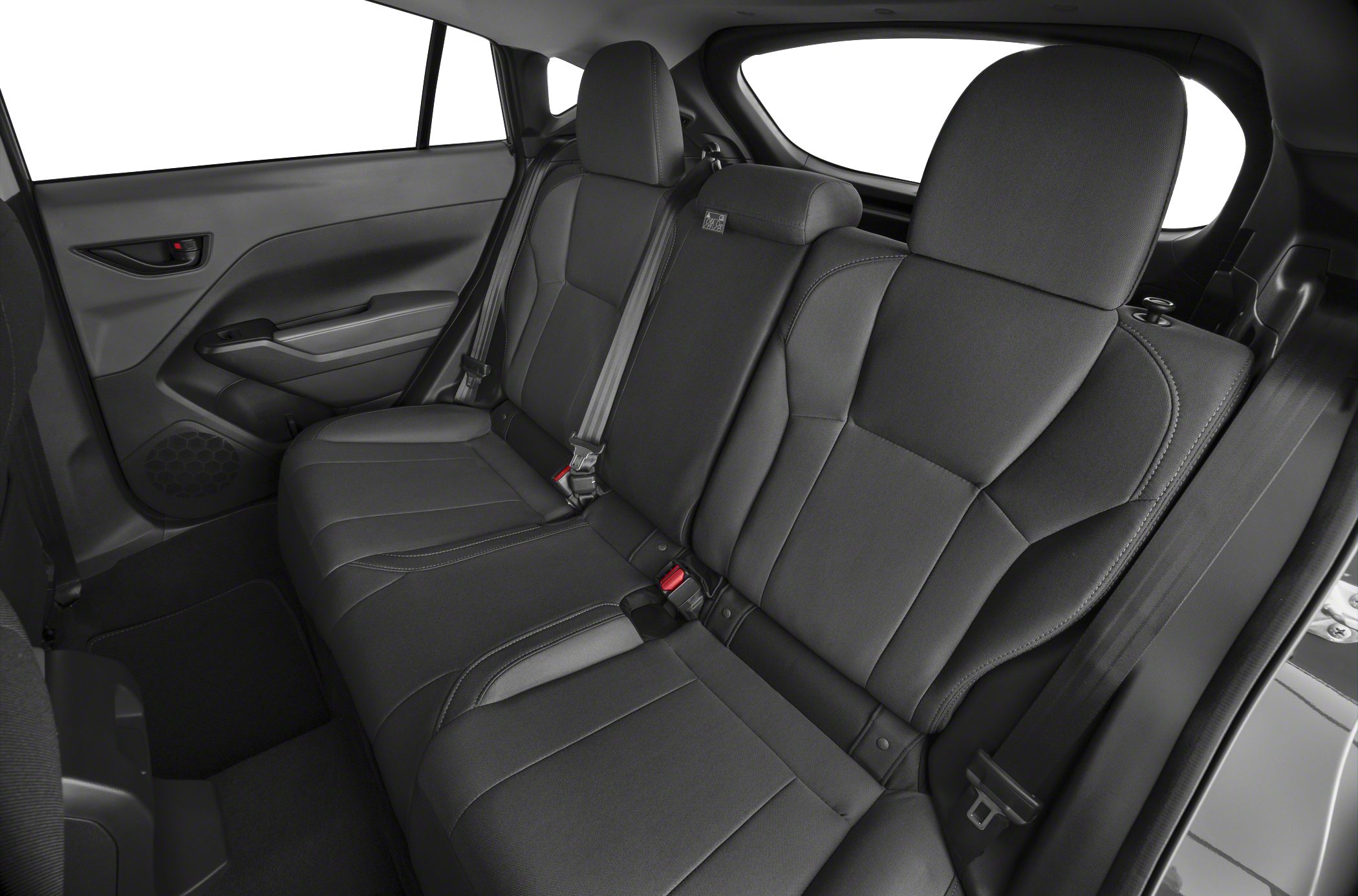 Modern rear seating with premium upholstery and safety belts
