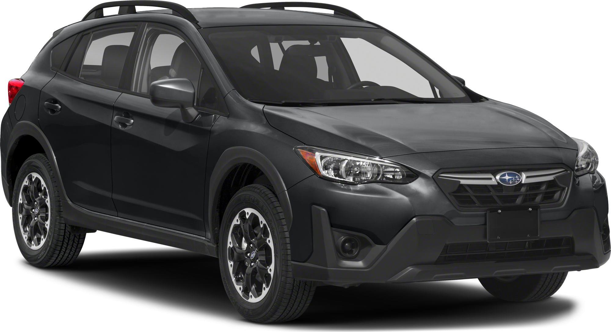 Front and side view of a compact crossover with rugged alloy wheels and distinct grille