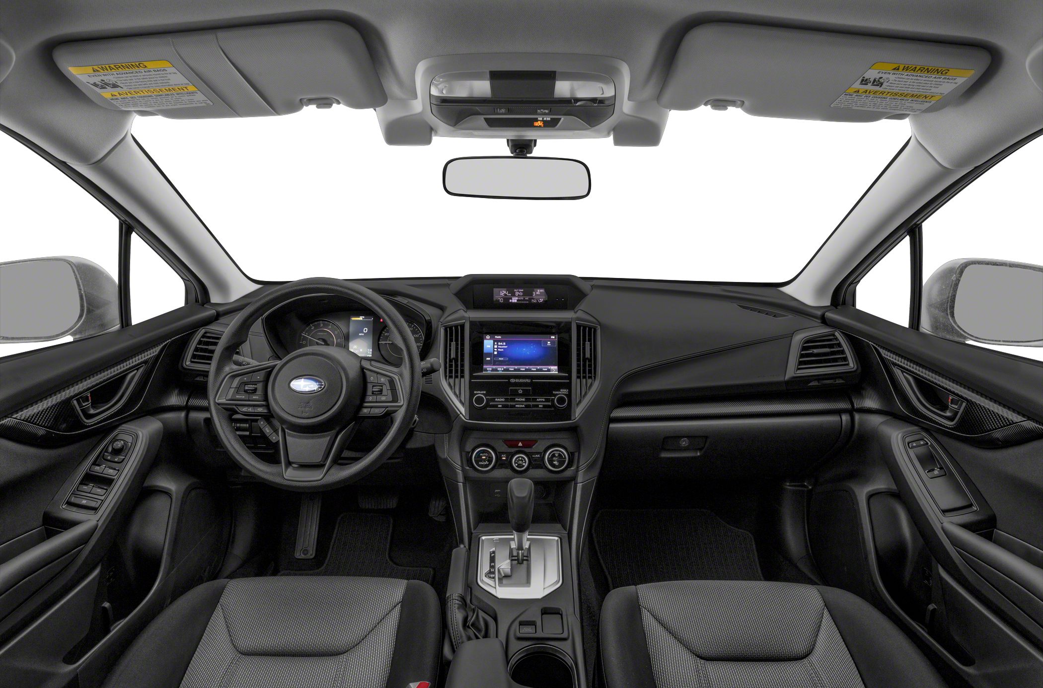 Dashboard, steering wheel, center console interior view