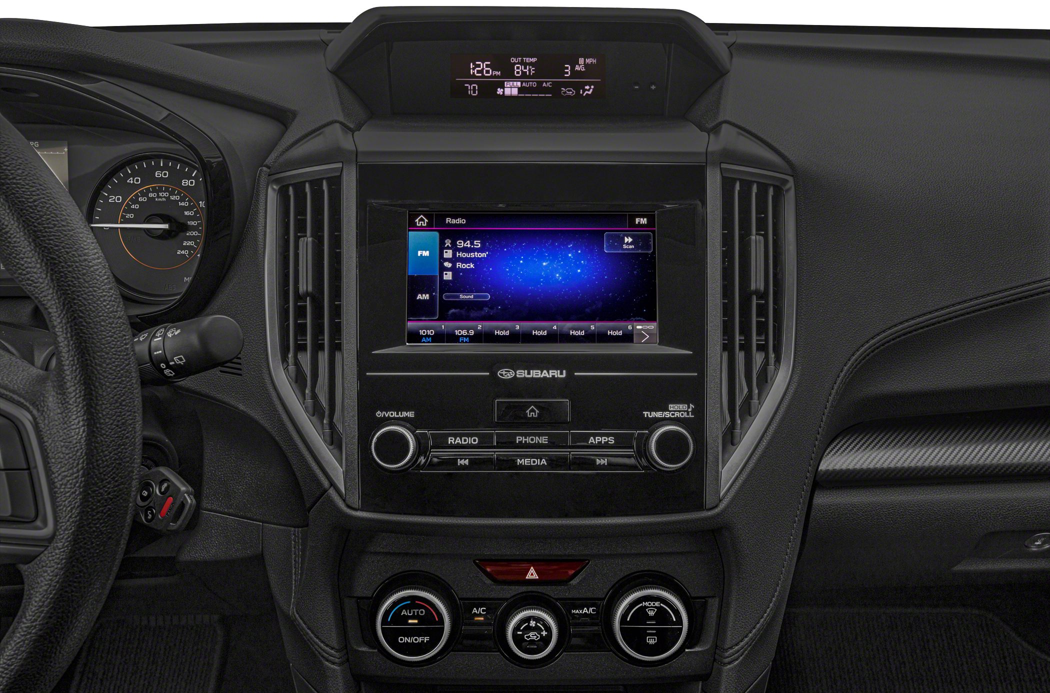 Dashboard with touchscreen infotainment and climate controls