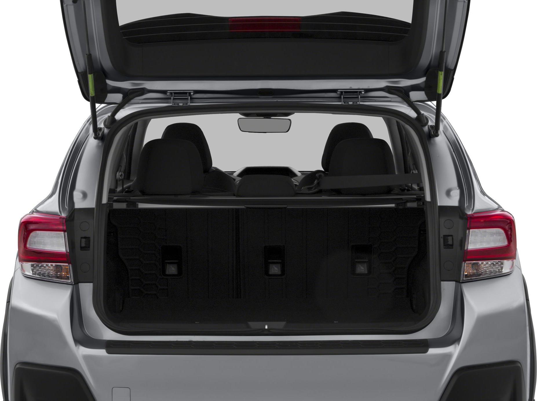 Open rear hatch with spacious cargo area and rear seats visible