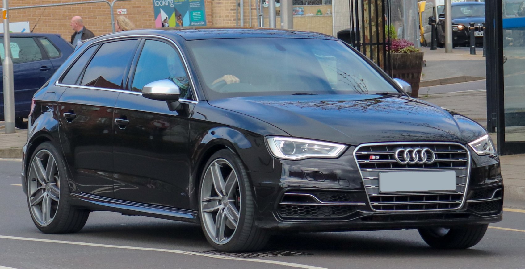 Front view of a hatchback with LED headlights and alloy wheels