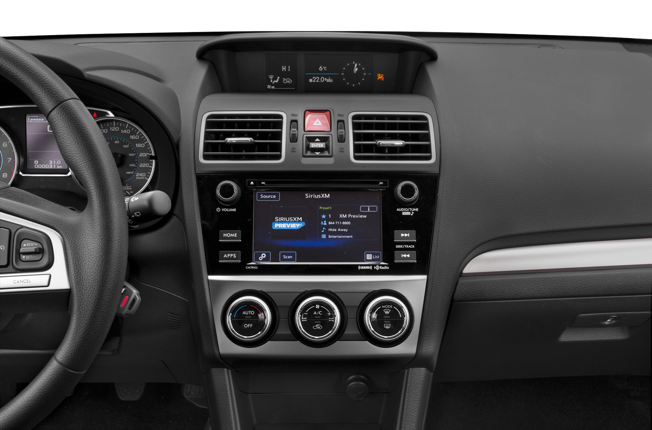 Dashboard with infotainment screen and climate control dials