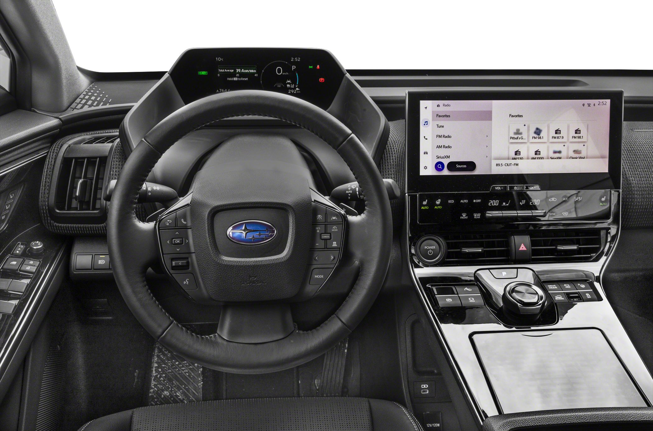 Digital instrument cluster and central touchscreen in modern car interior
