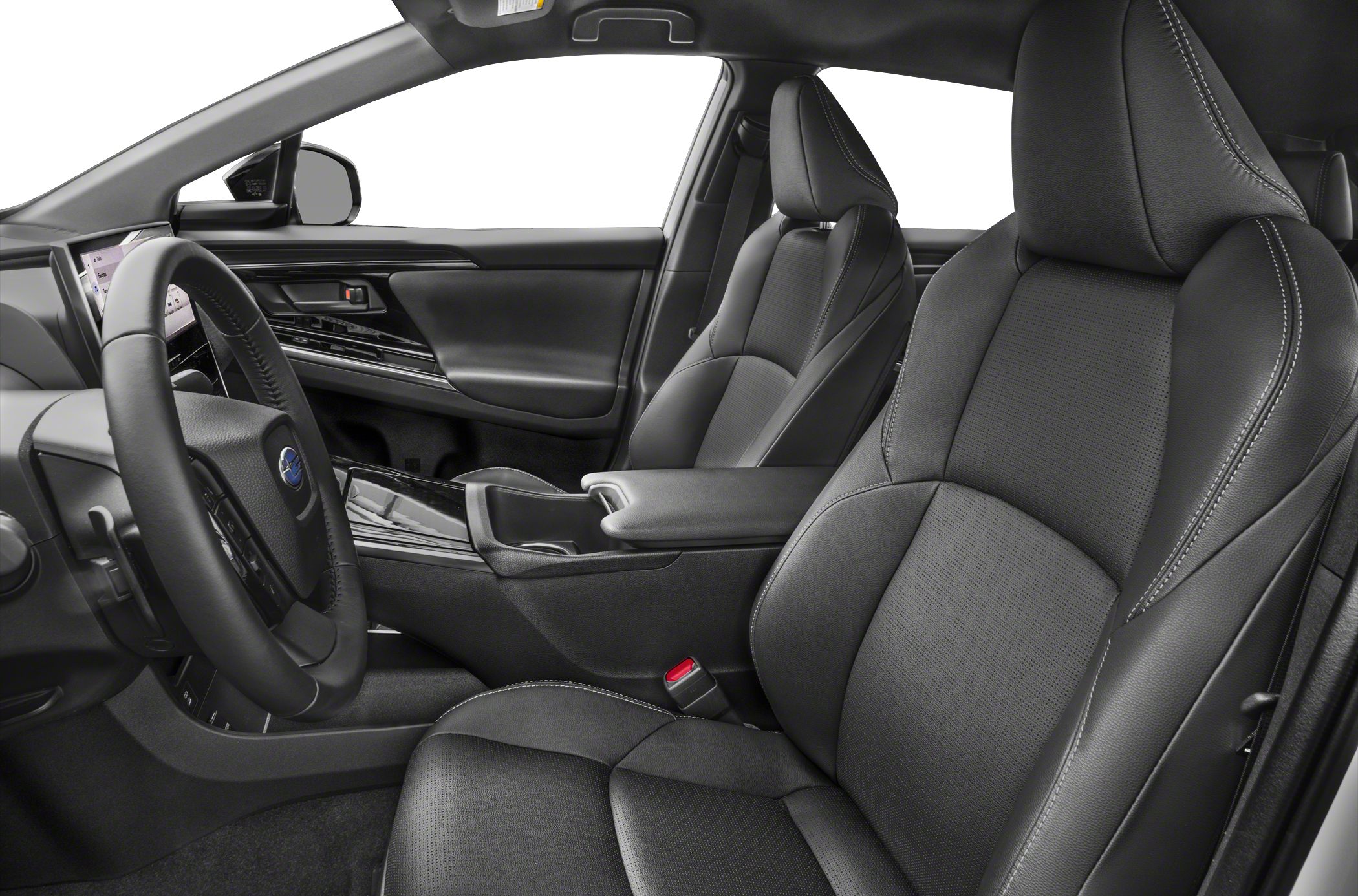 Black leather seats and sleek dashboard interior