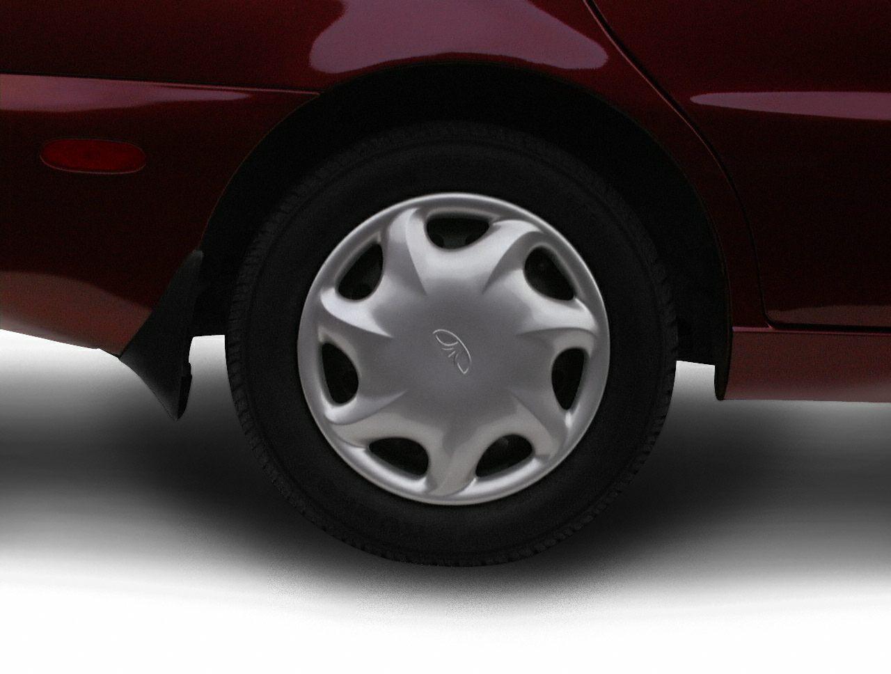 Close-up of a car wheel with unique multi-spoke hubcap design