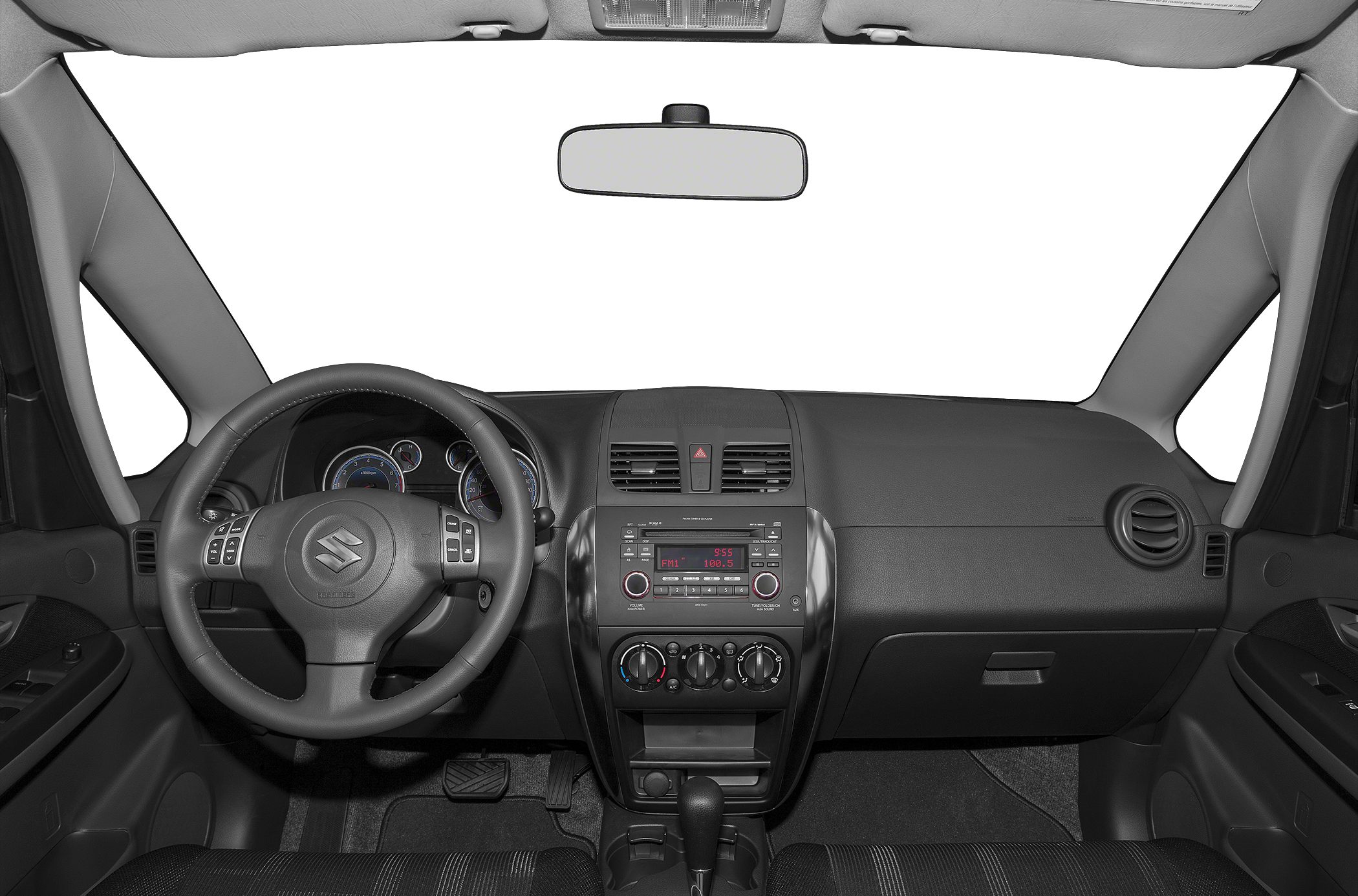 Dashboard and steering wheel with control panel
